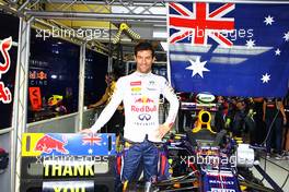 Mark Webber (AUS) Red Bull Racing RB9 celebrates his last GP in the pits. 24.11.2013. Formula 1 World Championship, Rd 19, Brazilian Grand Prix, Sao Paulo, Brazil, Race Day.