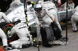 Lewis Hamilton (GBR) Mercedes AMG F1 stops for a pit stop after clashing with Valtteri Bottas (FIN) Williams FW35. 24.11.2013. Formula 1 World Championship, Rd 19, Brazilian Grand Prix, Sao Paulo, Brazil, Race Day.