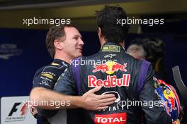 Christian Horner (GBR) Red Bull Racing Team Principal celebrates with Mark Webber (AUS) Red Bull Racing in parc ferme. 24.11.2013. Formula 1 World Championship, Rd 19, Brazilian Grand Prix, Sao Paulo, Brazil, Race Day.