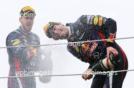 Mark Webber (AUS), Red Bull Racing and Sebastian Vettel (GER), Red Bull Racing  24.11.2013. Formula 1 World Championship, Rd 19, Brazilian Grand Prix, Sao Paulo, Brazil, Race Day.