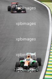 Adrian Sutil (GER) Sahara Force India VJM06. 24.11.2013. Formula 1 World Championship, Rd 19, Brazilian Grand Prix, Sao Paulo, Brazil, Race Day.