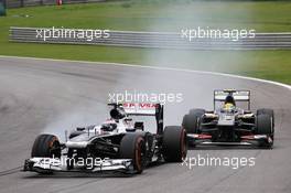 Valtteri Bottas (FIN) Williams FW35 locks up under braking. 24.11.2013. Formula 1 World Championship, Rd 19, Brazilian Grand Prix, Sao Paulo, Brazil, Race Day.