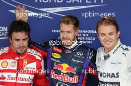 Fernando Alonso (ESP), Scuderia Ferrari, Sebastian Vettel (GER), Red Bull Racing and Nico Rosberg (GER), Mercedes GP  23.11.2013. Formula 1 World Championship, Rd 19, Brazilian Grand Prix, Sao Paulo, Brazil, Qualifying Day.