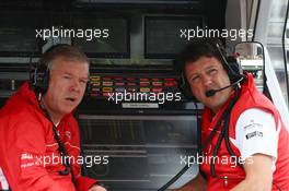 (L to R): Andy Webb (GBR) Marussia F1 Team CEO with Dave O'Neill (GBR) Marussia F1 Team Manager. 23.11.2013. Formula 1 World Championship, Rd 19, Brazilian Grand Prix, Sao Paulo, Brazil, Qualifying Day.