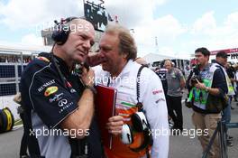 (L to R): Adrian Newey (GBR) Red Bull Racing Chief Technical Officer with Robert Fernley (GBR) Sahara Force India F1 Team Deputy Team Principal on the grid. 09.06.2013. Formula 1 World Championship, Rd 7, Canadian Grand Prix, Montreal, Canada, Race Day.