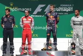 Fernando Alonso (ESP), Scuderia Ferrari, Sebastian Vettel (GER), Red Bull Racing and Lewis Hamilton (GBR), Mercedes Grand Prix  09.06.2013. Formula 1 World Championship, Rd 7, Canadian Grand Prix, Montreal, Canada, Race Day.