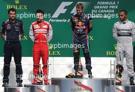 Fernando Alonso (ESP), Scuderia Ferrari, Sebastian Vettel (GER), Red Bull Racing and Lewis Hamilton (GBR), Mercedes Grand Prix  09.06.2013. Formula 1 World Championship, Rd 7, Canadian Grand Prix, Montreal, Canada, Race Day.