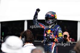 Race winner Sebastian Vettel (GER) Red Bull Racing celebrates in parc ferme. 09.06.2013. Formula 1 World Championship, Rd 7, Canadian Grand Prix, Montreal, Canada, Race Day.