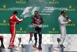 Fernando Alonso (ESP), Scuderia Ferrari, Sebastian Vettel (GER), Red Bull Racing and Lewis Hamilton (GBR), Mercedes Grand Prix  09.06.2013. Formula 1 World Championship, Rd 7, Canadian Grand Prix, Montreal, Canada, Race Day.