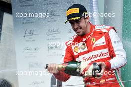 Fernando Alonso (ESP) Ferrari celebrates his second position on the podium. 09.06.2013. Formula 1 World Championship, Rd 7, Canadian Grand Prix, Montreal, Canada, Race Day.