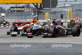 Adrian Sutil (GER), Sahara Force India F1 Team  and Nico Hulkenberg (GER), Sauber F1 Team Formula One team  09.06.2013. Formula 1 World Championship, Rd 7, Canadian Grand Prix, Montreal, Canada, Race Day.