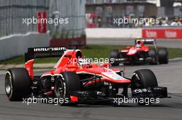 Jules Bianchi (FRA) Marussia F1 Team MR02 leads Max Chilton (GBR) Marussia F1 Team MR02. 09.06.2013. Formula 1 World Championship, Rd 7, Canadian Grand Prix, Montreal, Canada, Race Day.