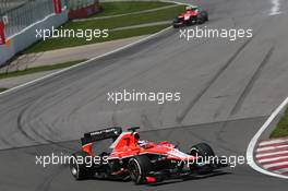 Jules Bianchi (FRA) Marussia F1 Team MR02 leads team mate Max Chilton (GBR) Marussia F1 Team MR02. 09.06.2013. Formula 1 World Championship, Rd 7, Canadian Grand Prix, Montreal, Canada, Race Day.