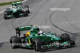 Giedo van der Garde (NLD) Caterham CT03 leads team mate Charles Pic (FRA) Caterham CT03. 09.06.2013. Formula 1 World Championship, Rd 7, Canadian Grand Prix, Montreal, Canada, Race Day.