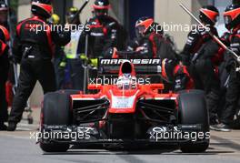 Jules Bianchi (FRA), Marussia Formula One Team  during pitstop 09.06.2013. Formula 1 World Championship, Rd 7, Canadian Grand Prix, Montreal, Canada, Race Day.