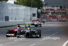 Fernando Alonso (ESP), Scuderia Ferrari and Lewis Hamilton (GBR), Mercedes Grand Prix  09.06.2013. Formula 1 World Championship, Rd 7, Canadian Grand Prix, Montreal, Canada, Race Day.