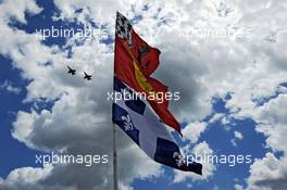 A flyby past flags. 09.06.2013. Formula 1 World Championship, Rd 7, Canadian Grand Prix, Montreal, Canada, Race Day.