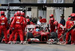 Fernando Alonso (ESP), Scuderia Ferrari during pitstop 09.06.2013. Formula 1 World Championship, Rd 7, Canadian Grand Prix, Montreal, Canada, Race Day.