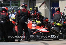 Jules Bianchi (FRA), Marussia Formula One Team  during pitstop 09.06.2013. Formula 1 World Championship, Rd 7, Canadian Grand Prix, Montreal, Canada, Race Day.