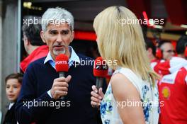 (L to R): Damon Hill (GBR) Sky Sports Presenter with Rachel Brookes (GBR) Sky Sports F1 Reporter.