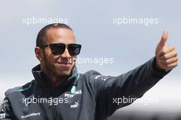 Lewis Hamilton (GBR) Mercedes AMG F1 on the drivers parade. 09.06.2013. Formula 1 World Championship, Rd 7, Canadian Grand Prix, Montreal, Canada, Race Day.