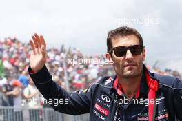 Mark Webber (AUS) Red Bull Racing on the drivers parade. 09.06.2013. Formula 1 World Championship, Rd 7, Canadian Grand Prix, Montreal, Canada, Race Day.