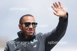 Lewis Hamilton (GBR) Mercedes AMG F1 on the drivers parade. 09.06.2013. Formula 1 World Championship, Rd 7, Canadian Grand Prix, Montreal, Canada, Race Day.