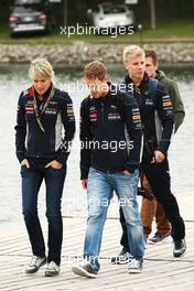 Sebastian Vettel (GER) Red Bull Racing with Britta Roeske (AUT) Red Bull Racing Press Officer (Left). 06.06.2013. Formula 1 World Championship, Rd 7, Canadian Grand Prix, Montreal, Canada, Preparation Day.