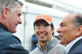 (L to R): Martin Donnelly (GBR) FIA Steward with Sergio Perez (MEX) McLaren and his father Antonio Perez (MEX). 06.06.2013. Formula 1 World Championship, Rd 7, Canadian Grand Prix, Montreal, Canada, Preparation Day.