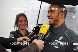 Lewis Hamilton (GBR) Mercedes AMG F1 with the media. 06.06.2013. Formula 1 World Championship, Rd 7, Canadian Grand Prix, Montreal, Canada, Preparation Day.