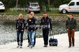 Sebastian Vettel (GER) Red Bull Racing with Britta Roeske (AUT) Red Bull Racing Press Officer (Left). 06.06.2013. Formula 1 World Championship, Rd 7, Canadian Grand Prix, Montreal, Canada, Preparation Day.