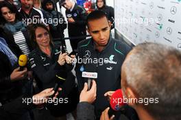 Lewis Hamilton (GBR) Mercedes AMG F1 with the media. 06.06.2013. Formula 1 World Championship, Rd 7, Canadian Grand Prix, Montreal, Canada, Preparation Day.