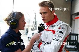 Max Chilton (GBR) Marussia F1 Team with Jenny Gow (GBR) BBC Radio 5 Live Pitlane Reporter. 12.04.2013. Formula 1 World Championship, Rd 3, Chinese Grand Prix, Shanghai, China, Practice Day.