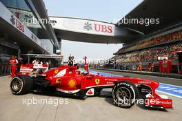 Felipe Massa (BRA) Ferrari F138 leaves the pits. 12.04.2013. Formula 1 World Championship, Rd 3, Chinese Grand Prix, Shanghai, China, Practice Day.