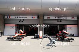 Marussia F1 Team pits. 12.04.2013. Formula 1 World Championship, Rd 3, Chinese Grand Prix, Shanghai, China, Practice Day.