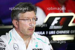 Ross Brawn (GBR) Mercedes AMG F1 Team Principal in the FIA Press Conference. 12.04.2013. Formula 1 World Championship, Rd 3, Chinese Grand Prix, Shanghai, China, Practice Day.