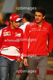 (L to R): Felipe Massa (BRA) Ferrari with Jules Bianchi (FRA) Marussia F1 Team. 12.04.2013. Formula 1 World Championship, Rd 3, Chinese Grand Prix, Shanghai, China, Practice Day.