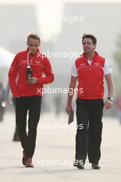 (L to R): Max Chilton (GBR) Marussia F1 Team with Dave O'Neill (GBR) Marussia F1 Team Manager. 12.04.2013. Formula 1 World Championship, Rd 3, Chinese Grand Prix, Shanghai, China, Practice Day.
