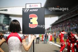 Grid girl. 14.04.2013. Formula 1 World Championship, Rd 3, Chinese Grand Prix, Shanghai, China, Race Day.
