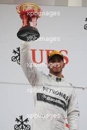 Lewis Hamilton (GBR) Mercedes AMG F1 celebrates his third position on the podium. 14.04.2013. Formula 1 World Championship, Rd 3, Chinese Grand Prix, Shanghai, China, Race Day.