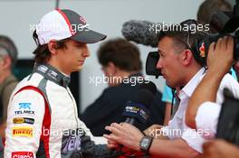 Esteban Gutierrez (MEX) Sauber with Will Buxton (GBR) NBS Sports Network TV Presenter. 13.04.2013. Formula 1 World Championship, Rd 3, Chinese Grand Prix, Shanghai, China, Qualifying Day.
