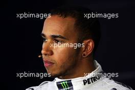 Pole sitter Lewis Hamilton (GBR) Mercedes AMG F1 in the FIA Press Conference. 13.04.2013. Formula 1 World Championship, Rd 3, Chinese Grand Prix, Shanghai, China, Qualifying Day.