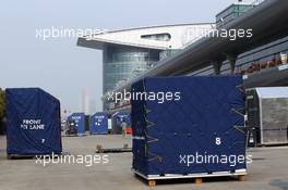 Freight in the paddock. 14.04.2013. Formula 1 World Championship, Rd 3, Chinese Grand Prix, Shanghai, China, Race Day.