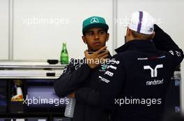 (L to R): Lewis Hamilton (GBR) Mercedes AMG F1 with Valtteri Bottas (FIN) Williams on the drivers parade. 20.04.2014. Formula 1 World Championship, Rd 4, Chinese Grand Prix, Shanghai, China, Race Day.