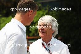 (L to R): David Coulthard (GBR) Red Bull Racing and Scuderia Toro Advisor / BBC Television Commentator with Bernie Ecclestone (GBR) CEO Formula One Group (FOM). 14.04.2013. Formula 1 World Championship, Rd 3, Chinese Grand Prix, Shanghai, China, Race Day.