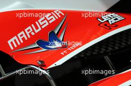 Marussia F1 Team MR02 engine cover. 11.04.2013. Formula 1 World Championship, Rd 3, Chinese Grand Prix, Shanghai, China, Preparation Day.