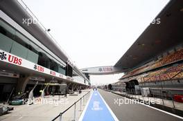 The pits. 11.04.2013. Formula 1 World Championship, Rd 3, Chinese Grand Prix, Shanghai, China, Preparation Day.