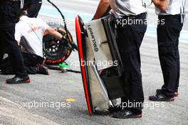 New front wing for Sergio Perez (MEX) McLaren MP4-28. 10.05.2013. Formula 1 World Championship, Rd 5, Spanish Grand Prix, Barcelona, Spain, Practice Day