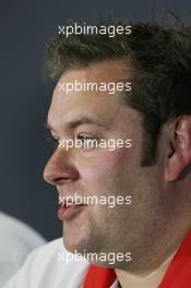 Dave Greenwood (GBR) Marussia F1 Team Race Engineer in the FIA Press Conference. 10.05.2013. Formula 1 World Championship, Rd 5, Spanish Grand Prix, Barcelona, Spain, Practice Day