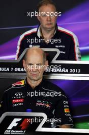 Adrian Newey (GBR) Red Bull Racing Chief Technical Officer in the FIA Press Conference. 10.05.2013. Formula 1 World Championship, Rd 5, Spanish Grand Prix, Barcelona, Spain, Practice Day